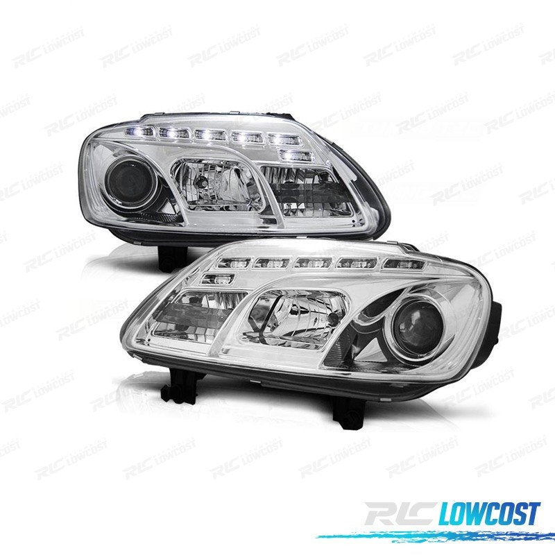 Faros PARA Volkswagen VW Caddy 04-10 LUZ Diurna Fondo Cromo | TDH Performance