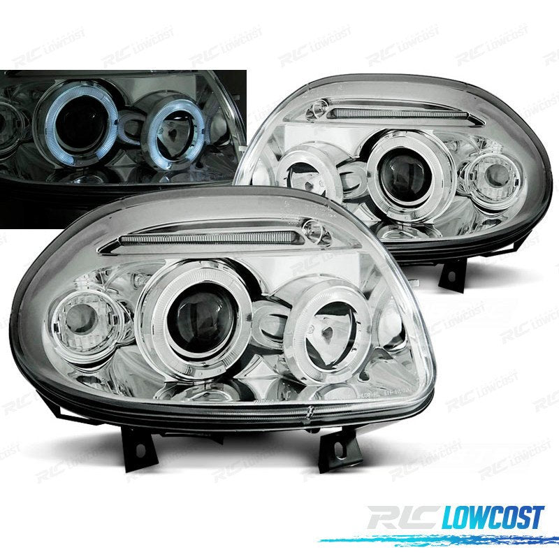Faros PARA Renault CLIO I 98-01 OJOS Angel Cromados | TDH Performance