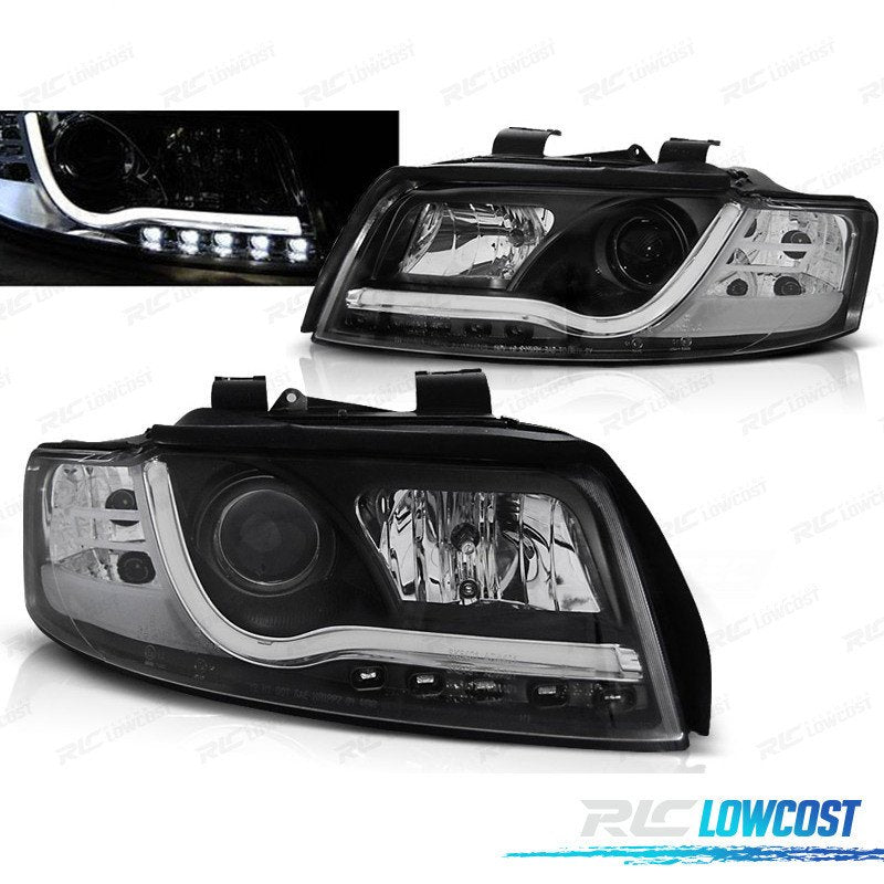 Faros AUDI A4 00-04 TRU DRL TUBE Lights Negros