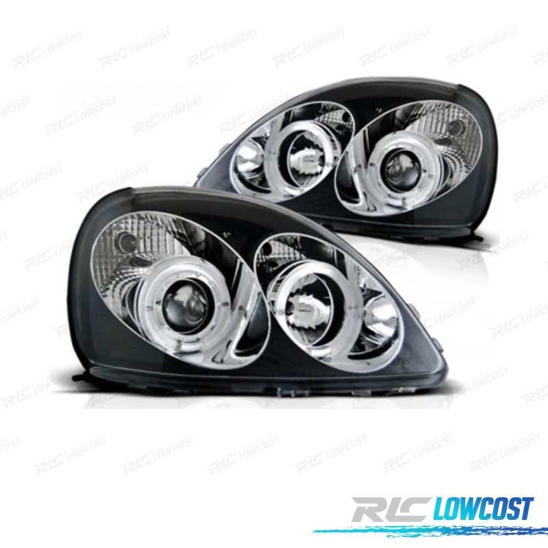 Faros Toyota Yaris 99-03 OJOS Angel CCFL Fondo Negro | TDH Performance