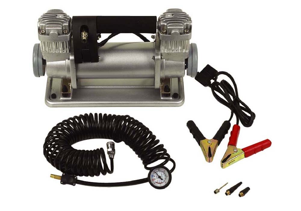 COMPRESOR DOBLE CABEZAL 150 L-MIN. C-MALETIN CON HERRAMIENTA Accesoires VOITURE ELECTRÓNICA