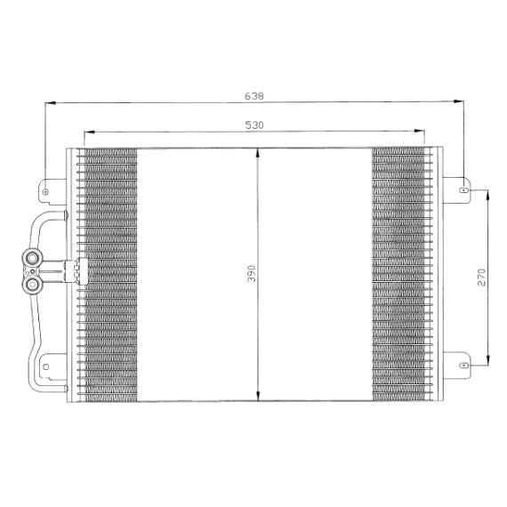 Condensador 1,4L-1,6L-1,9TD-TDI-2L/2L16V 05/98-> 1,9D 10/98-> (530x390x16) Renault MEGANE