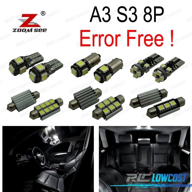 KIT 20 Bombillas LED Interior 2003-2013 AUDI A3 S3 8 P 3 Puerta Y 5 Puerta Sportback | TDH Performance