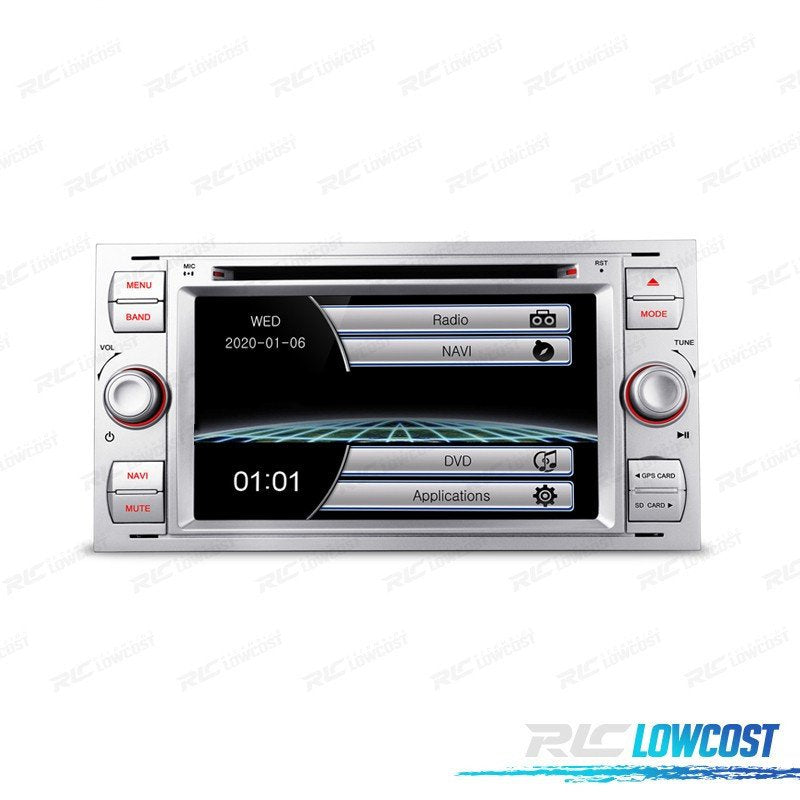 Radio Navegador 7" PARA FORD Cuadrada Color Plata USB GPS Tactil HD