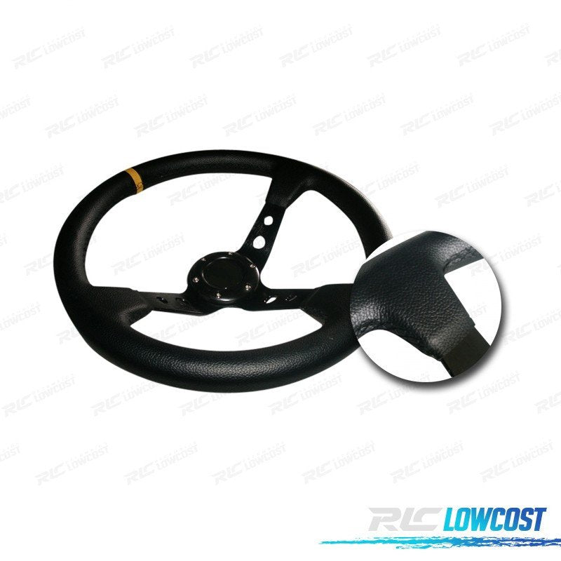 Volante Invertido PIEL Sintetica Negro Brazos Negros Y Ribete Amarillo WRC3 | TDH Performance