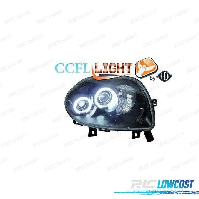 Faros Renault CLIO II 98-01 OJOS Angel Fondo Negro | TDH Performance
