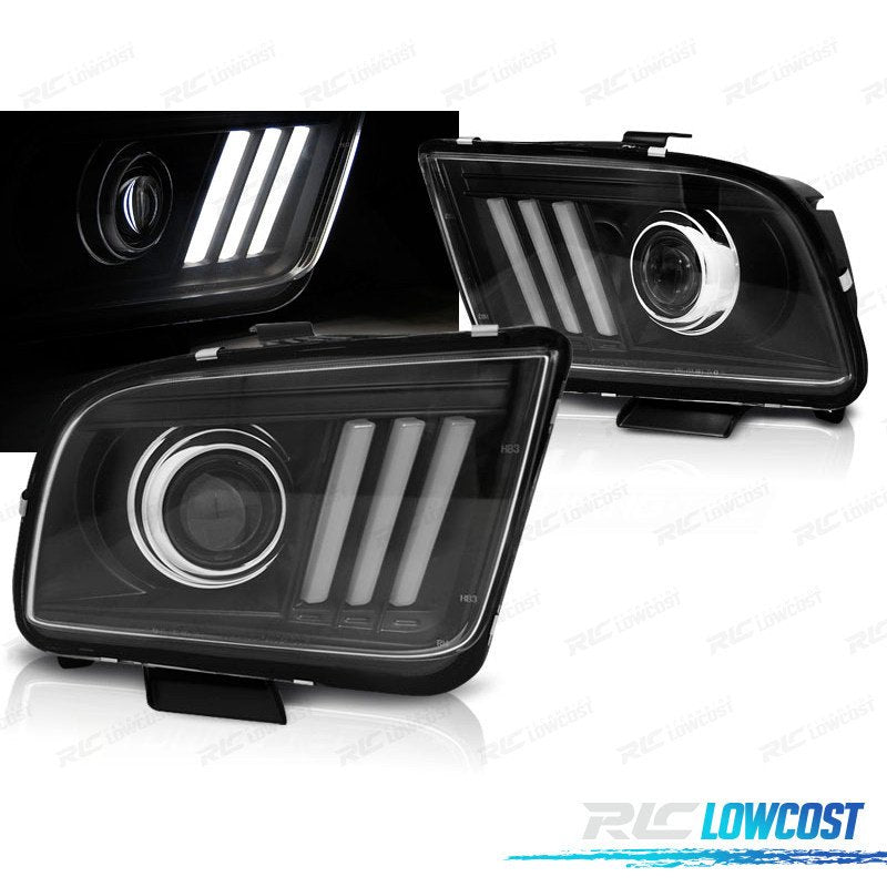 Faros FORD Mustang 04-09 TUBO DE LUZ Negro