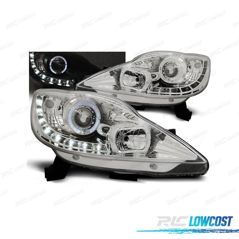 Faros Peugeot 107 05-12 LUZ Diurna Fondo Cromo | TDH Performance