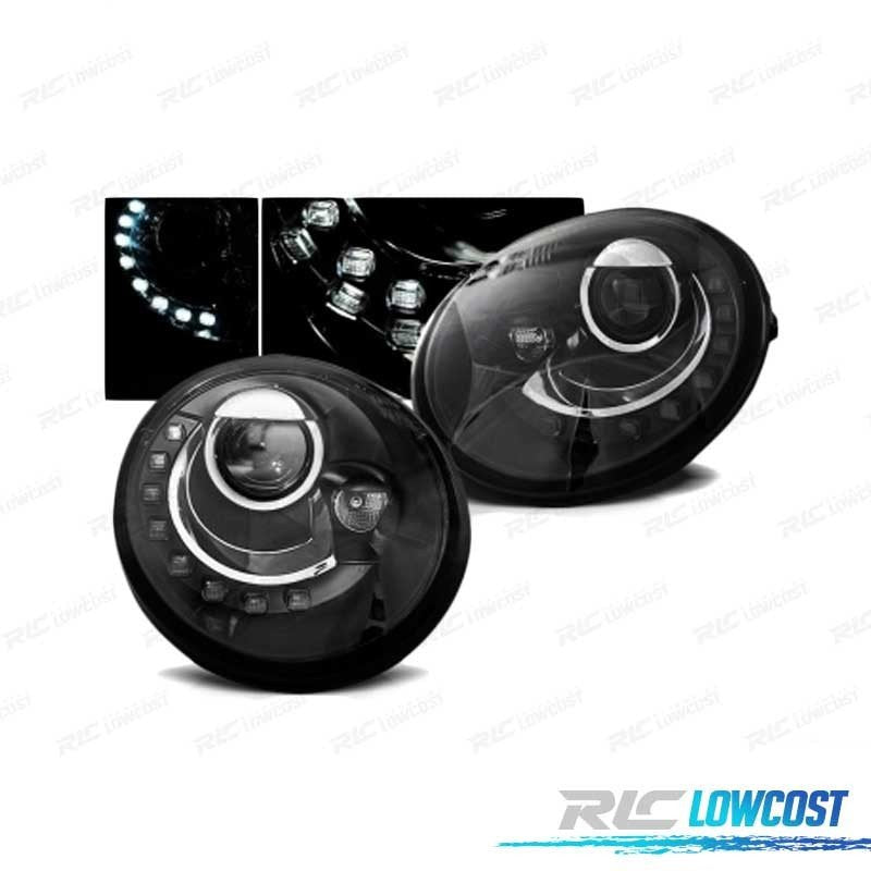 Faros Volkswagen VW Beetle 98-05 LUZ Diurna Fondo Negro | TDH Performance