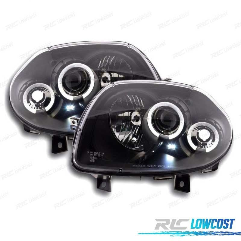 Faros Renault CLIO 98-01 OJOS Angel Fondo Negro | TDH Performance