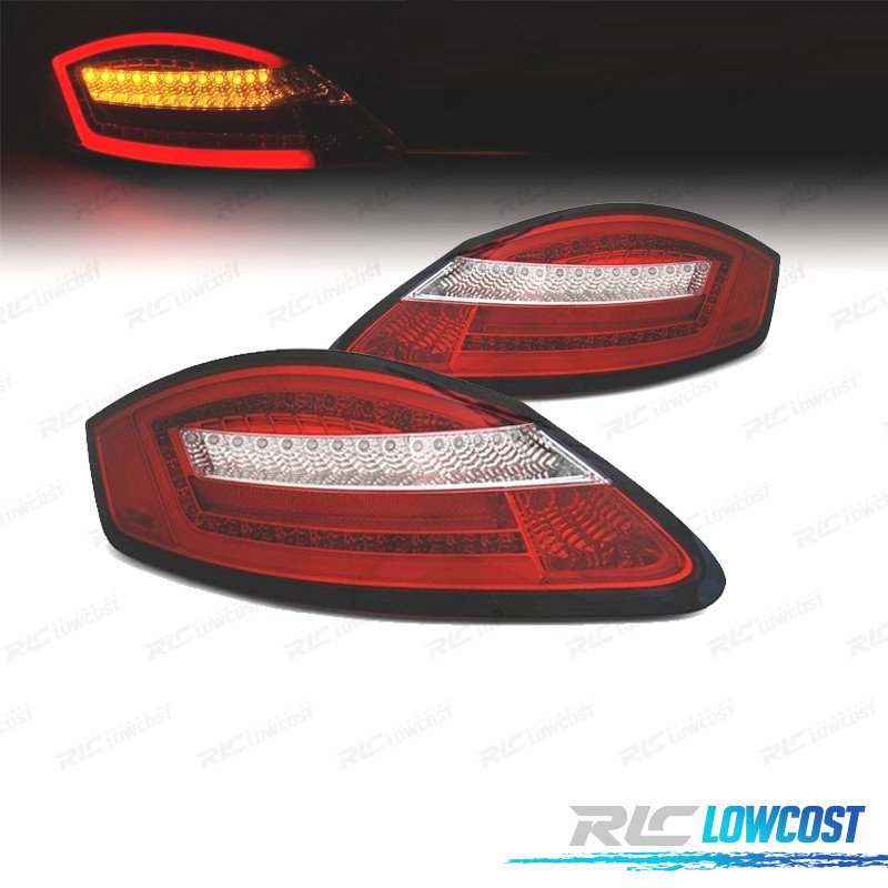 Pilotos Porsche Boxster 987 Cayman 987C Light BAR Dinamic ROJO Cromo | TDH Performance