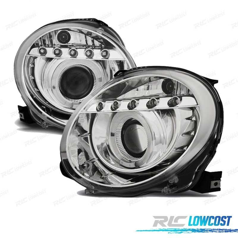 Faros FIAT 500 07-15 LUZ Diurna OJOS Angel Fondo Cromo | TDH Performance