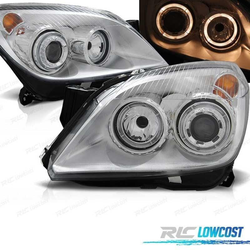 Faros OPEL Astra H 04-09 OJOS Angel Fondo Cromo | TDH Performance