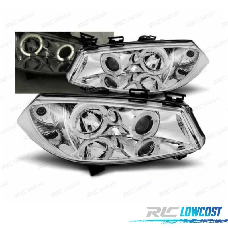 Faros Renault Megane 02-05 OJOS Angel CCFL Fondo Cromo | TDH Performance