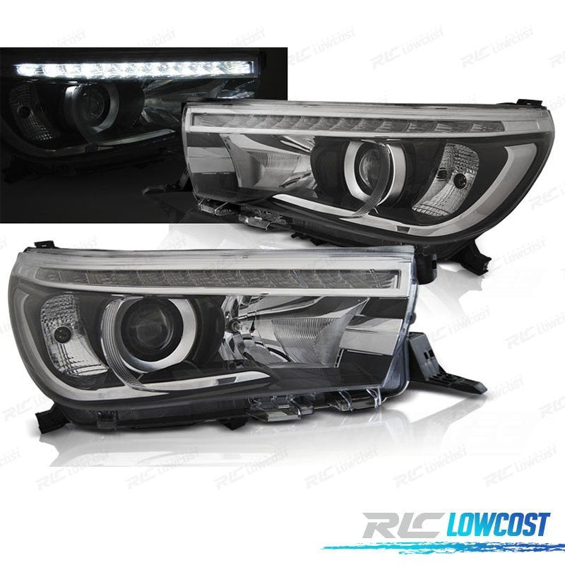 Faros PARA Toyota Hilux 16- LUZ Diurna Fondo Negro | TDH Performance