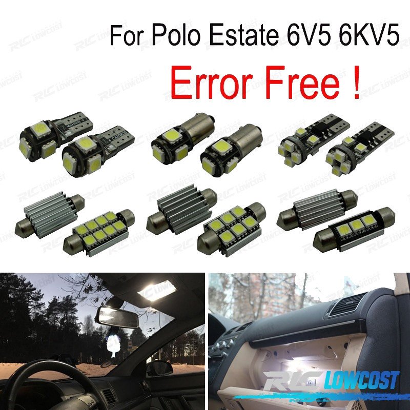 KIT 12 Bombillas LED Interior PARA Volkswagen VW POLO Estate Variant 6V5 6KV5 97-02 | TDH Performance