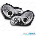 Faros Mercedes Clase C W203 00-07 OJOS Angel CCFL Fondo Cromo | TDH Performance