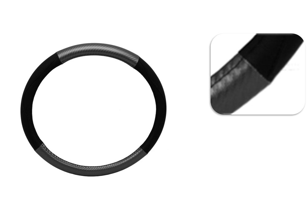 FUNDA VOLANTE PIEL NEGRO- FIBRCARB.AUTOMOVIL 37->39 CM Accesoires VOITURE COMPLEMENTO INTERIOR
