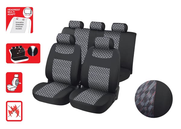 FUNDAS ASIENTO 11 PIEZAS LYONNEGRO-GRIS Accesoires VOITURE COMPLEMENTO INTERIOR
