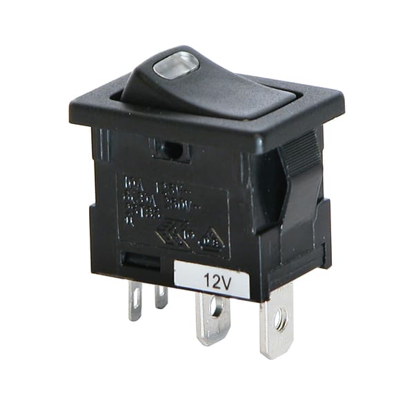 INTERRUPTOR NEGRO ON-OFF CON LUZ 12V 10A 19X12MM. Accesoires VOITURE ELECTRÓNICA