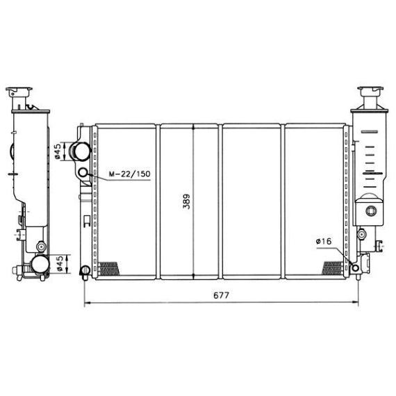 Radiador 1,6L/1,8L/2,0L SANS CLIM & MI16/1,9D/TD +/- CLIM (610x367x46) 07/92-> Peugeot 405