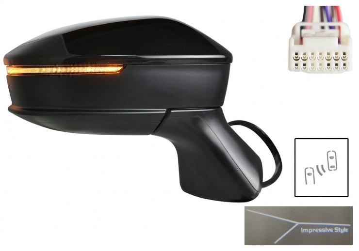 Retrovisor completo derecho, eléctrico, cristal convexo, calefactado, sin imprimar, con intermitente y side assist (7 pines) Toyota C-HR
