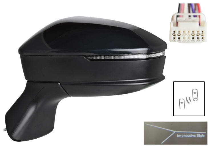 Retrovisor completo izquierdo, eléctrico, cristal convexo, calefactado, sin imprimar, con intermitente y side assist (7 pines) Toyota C-HR