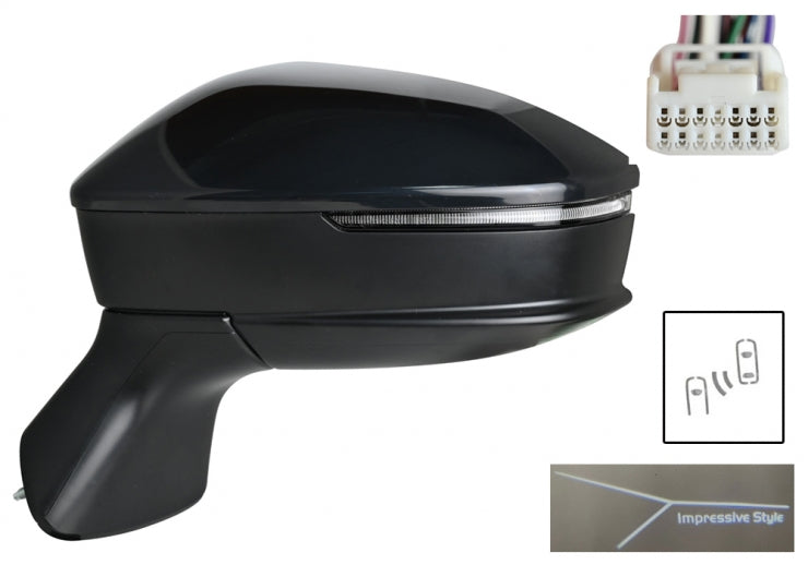 Retrovisor izquierdo, eléctrico, convexo, calefactado, imprimado, abatible eléctricamente, con intermitente, luz cortesía y side assist (10